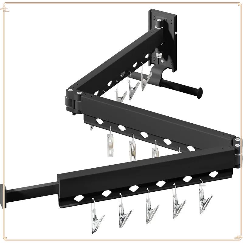 Wall Mounted Clothes Hanger Rack - Extendable Drying Rack with Mounting Brackets