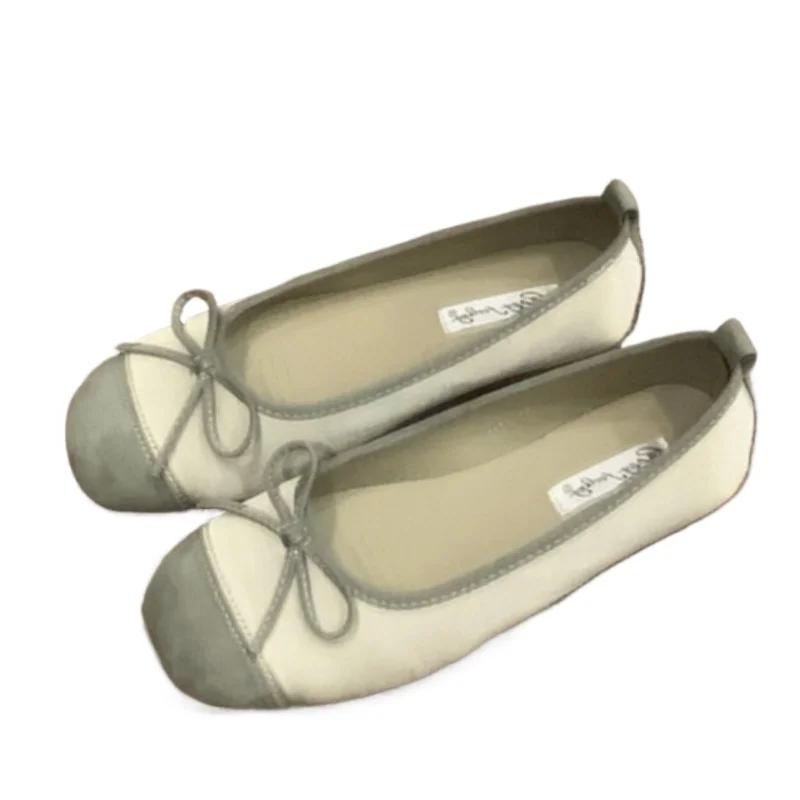 Fashion Ladies Shoes 2024 New Slip on Women's Flats Autumn Square Toe Bow Tie Mixed Colors Solft Sole Casual Comfortable Flats Shoes