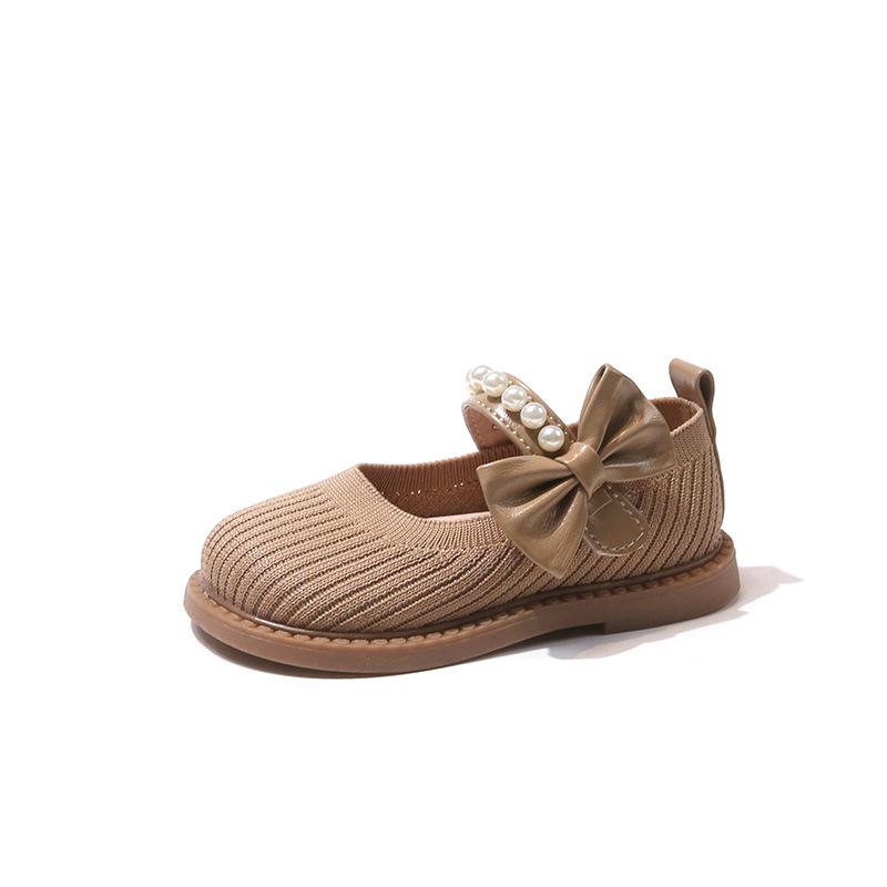 Children's single shoes 2025 spring new Korean version of girls' princess shoes fly-woven breathable soft-soled Velcro baby cloth shoes