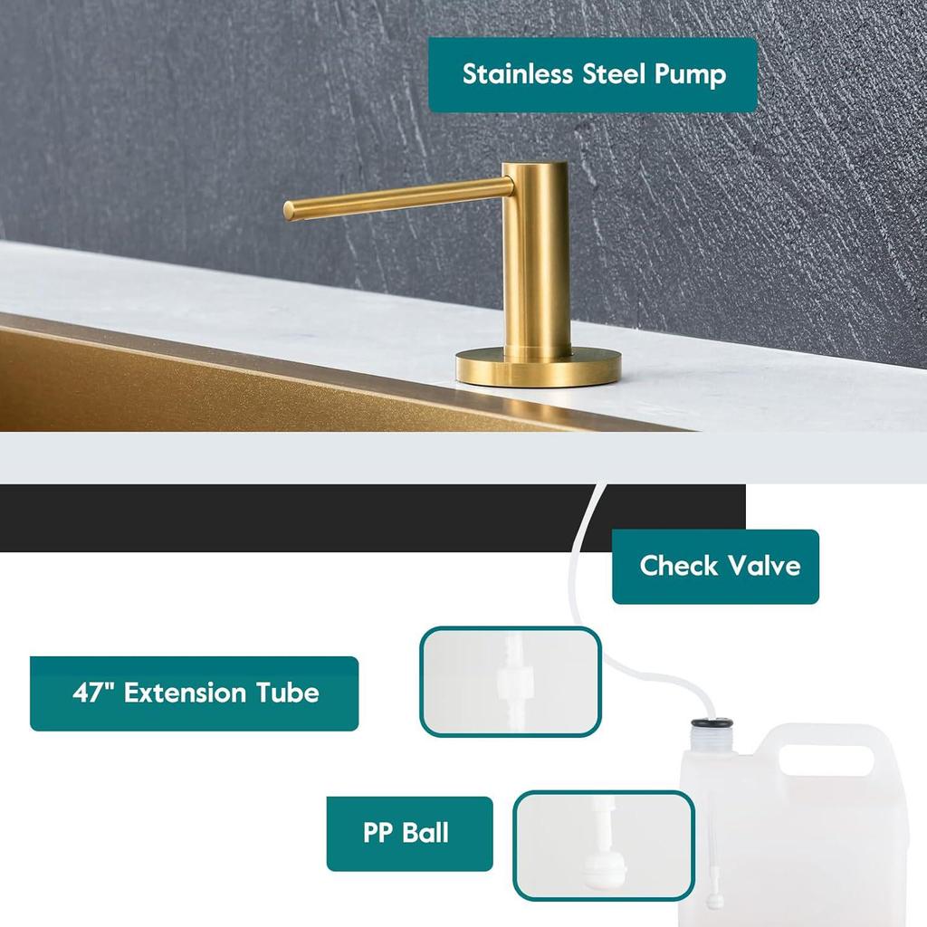 304 Stainless Steel Soap Dispenser with 1.2m Extension Tube & 500ml Container