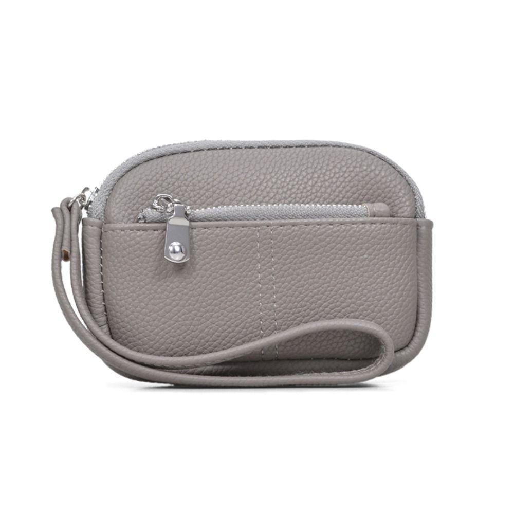 Fashion PU Leather Women Mini Wallet Solid Color Storage Bag Students Coin Purse Large Capacity Zipper Wrist Key Bag Zipper
