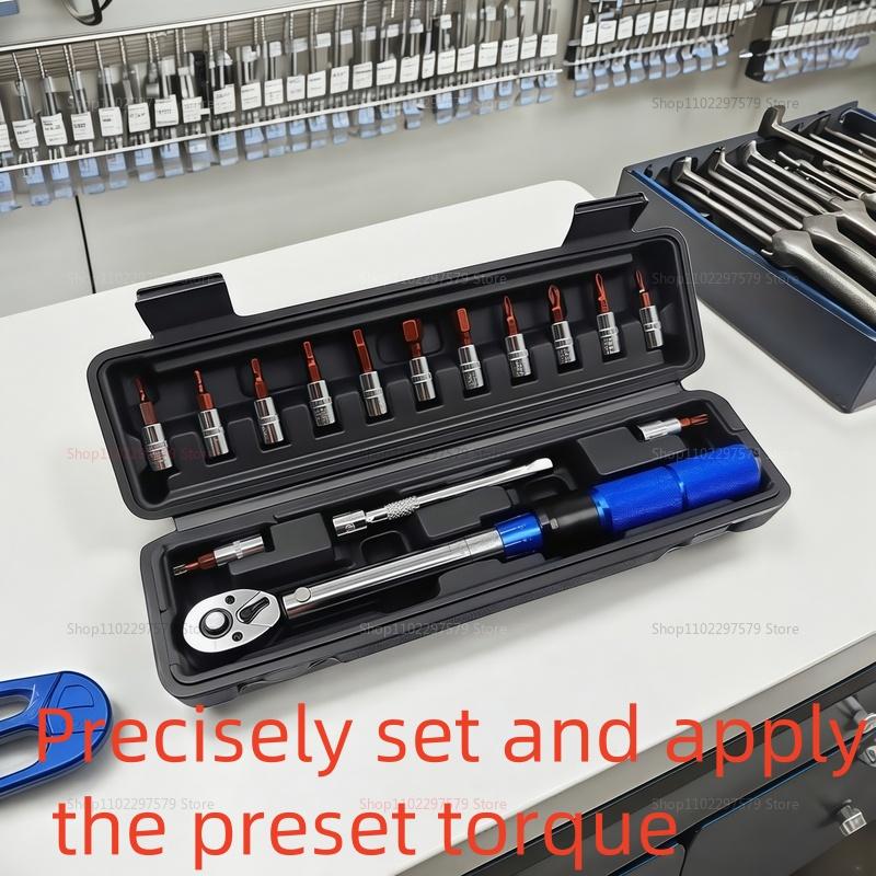 15Pcs Pre Adjustable Torque Wrench Set 1/4'' 2-24N.m Sleeve Removal Ratchet Auto Repair Tool For Automotive Maintenance