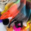 Fashion Trend Scarf Winter Scarf Rainbow Plaid Dopamine Stripe Handmade Hairball Shawl