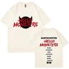 Babymonster T-Shirts Hello Monsters World Tour Double Sided Print T Shirt Unisex Women Korean Fashion Oversized Streetwear Tshirt