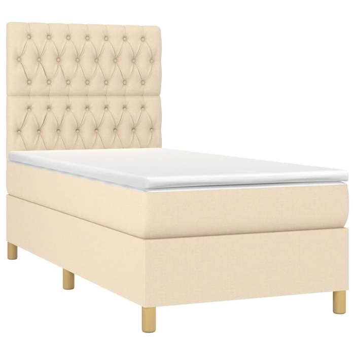 Maison Exclusive - Sommier à lattes de lit avec matelas Crème 100x200 cm Tissu