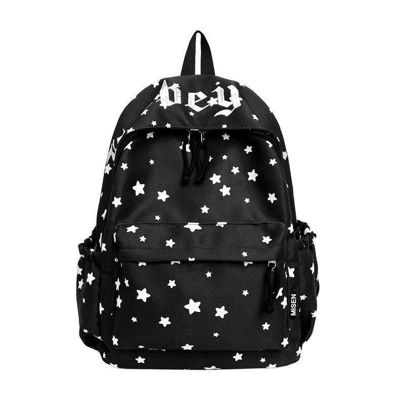 Schoolbag Cute Star Printed Backpack Female Junior High School Student Ins Niche High Value Large Capacity Commuter Travel Backpack