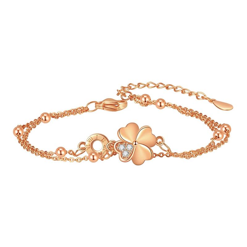Clover Double Layer Bracelet Luxury Romantic Bracelet Gift for Girlfriend and Best Friends Fashionable 925 Silver Jewelry KOFSAC