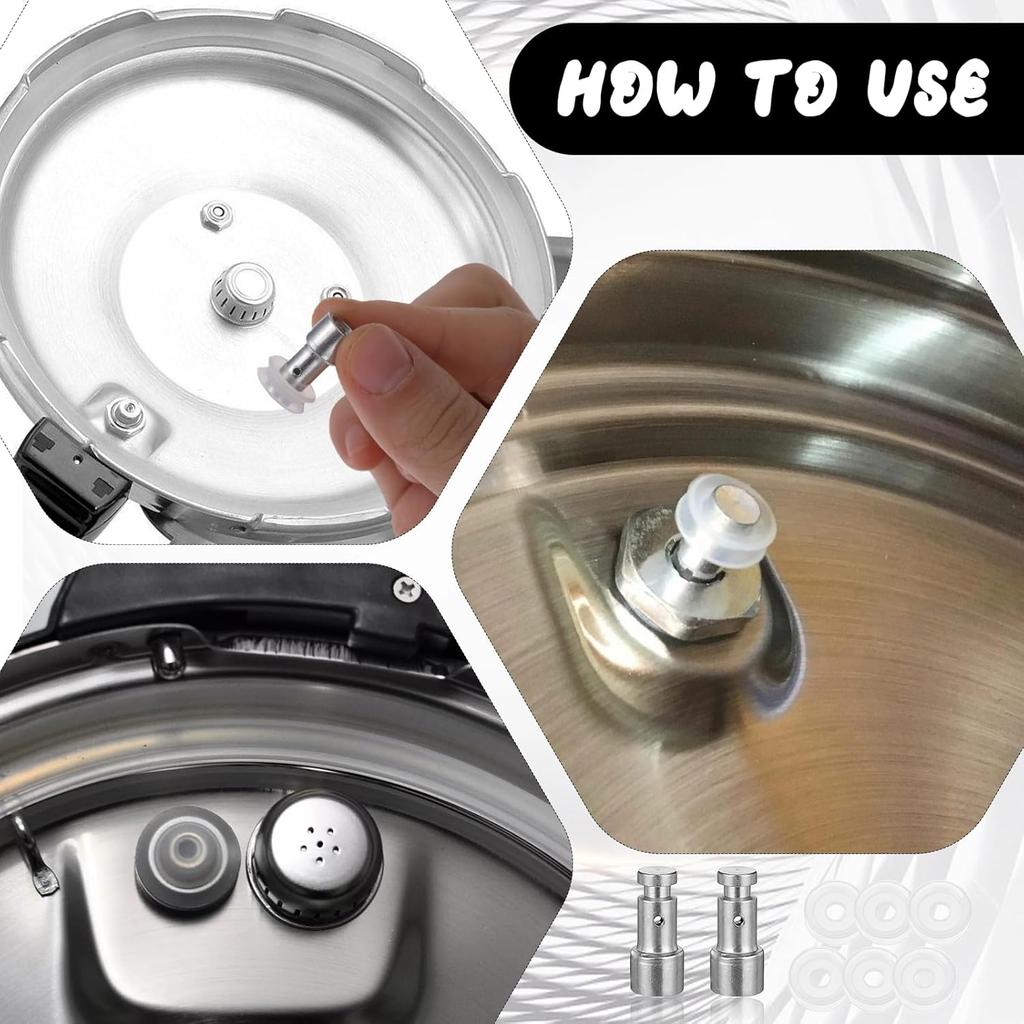 2 Pcs Universal Float Valve Seal for Pressure Cookers Replacement Parts with 6 Sealer Gasket tant Pressure Valve Power Pressures Cooker Accessories