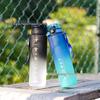 1L Farbverlauf Wasserflasche - Großes Fassungsvermögen, Auslaufsicher, Tragbar, Direktes Trinken, mit Skala für Fitness und Sport