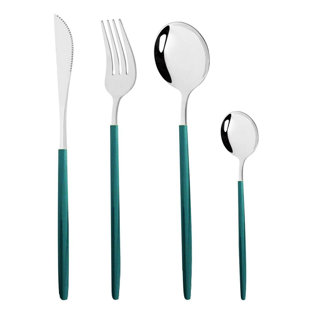 4 pz/set Oro Nero In Acciaio Inox Stoviglie Posate Da Tavola Coltello Colorato Forchetta Cucchiaino Posate Eco Friendly Per Il Partito