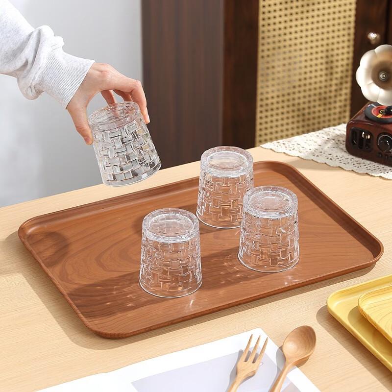 ZISIZ Wooden Square Serving Tray with Wood Grain Pattern