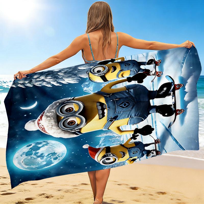 1Pc Minions Snowboard Night Beach Towel Quick Dry Multiuse For Beach Pool Gym Yoga Home Travel Christmas Halloween Xmas Gift S1272