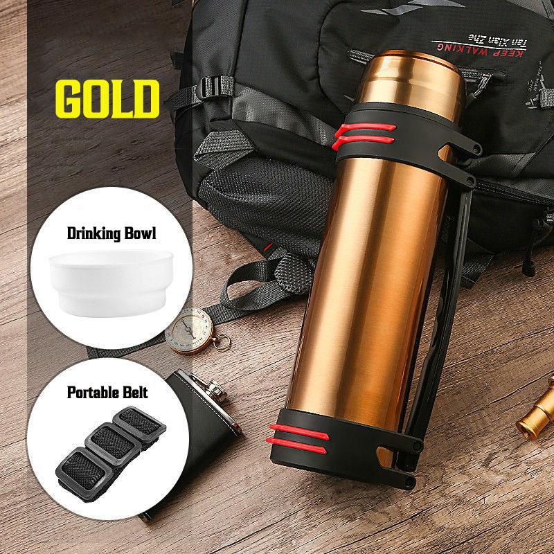 

1.6L-3L Thermos Bottle Large Capacity Flasks Stainless Steel Thermal Water Bottle Cold and Hot Vacuum Flask With rope Gym 1.6L золотий