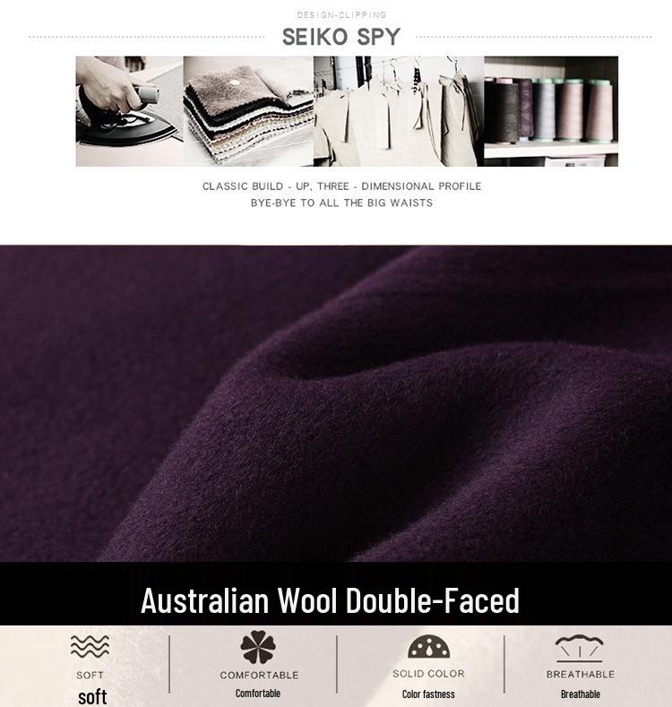 Plus Size Mid-Length Double-Sided Cashmere Coat for Middle-Aged & Elderly Women