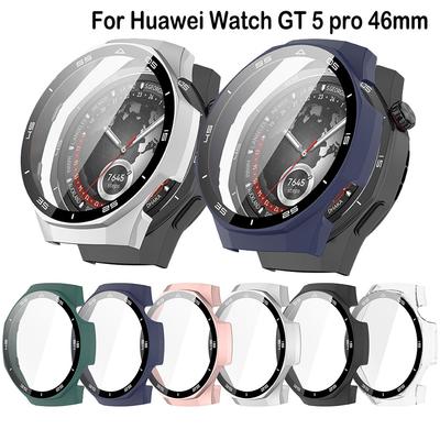 Full Protective Case For Huawei Watch GT 5 Pro 46mm Screen Protector Case GT5 Pro 46MM Cover Pc 2in1 Shell+tempered Glass Film