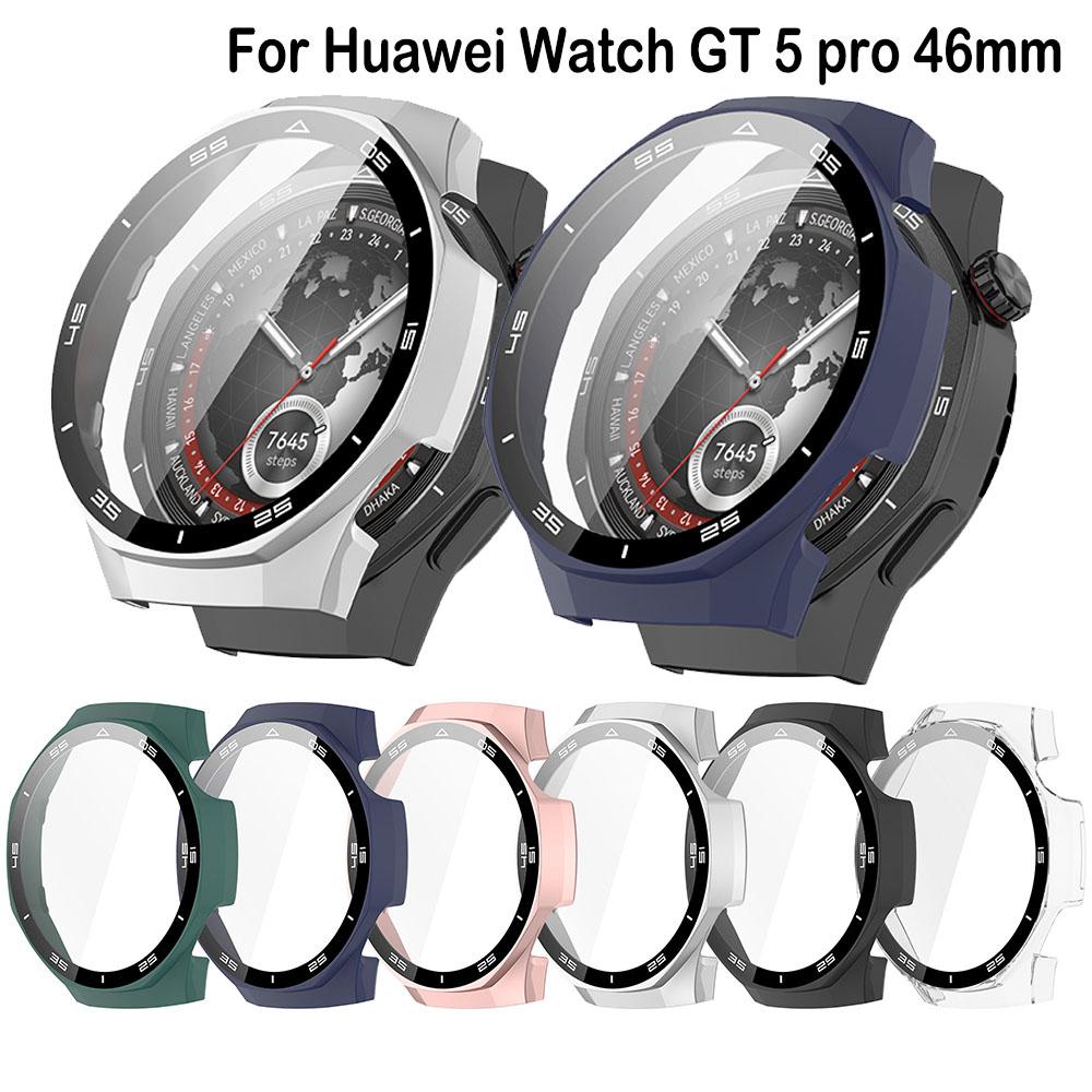 Teljes Védőtok Huawei Watch GT 5 pro 46mmhez Képernyővédő Tok GT5 pro 46MM Borító pc 2in1 Héj+edzett üveg Fólia