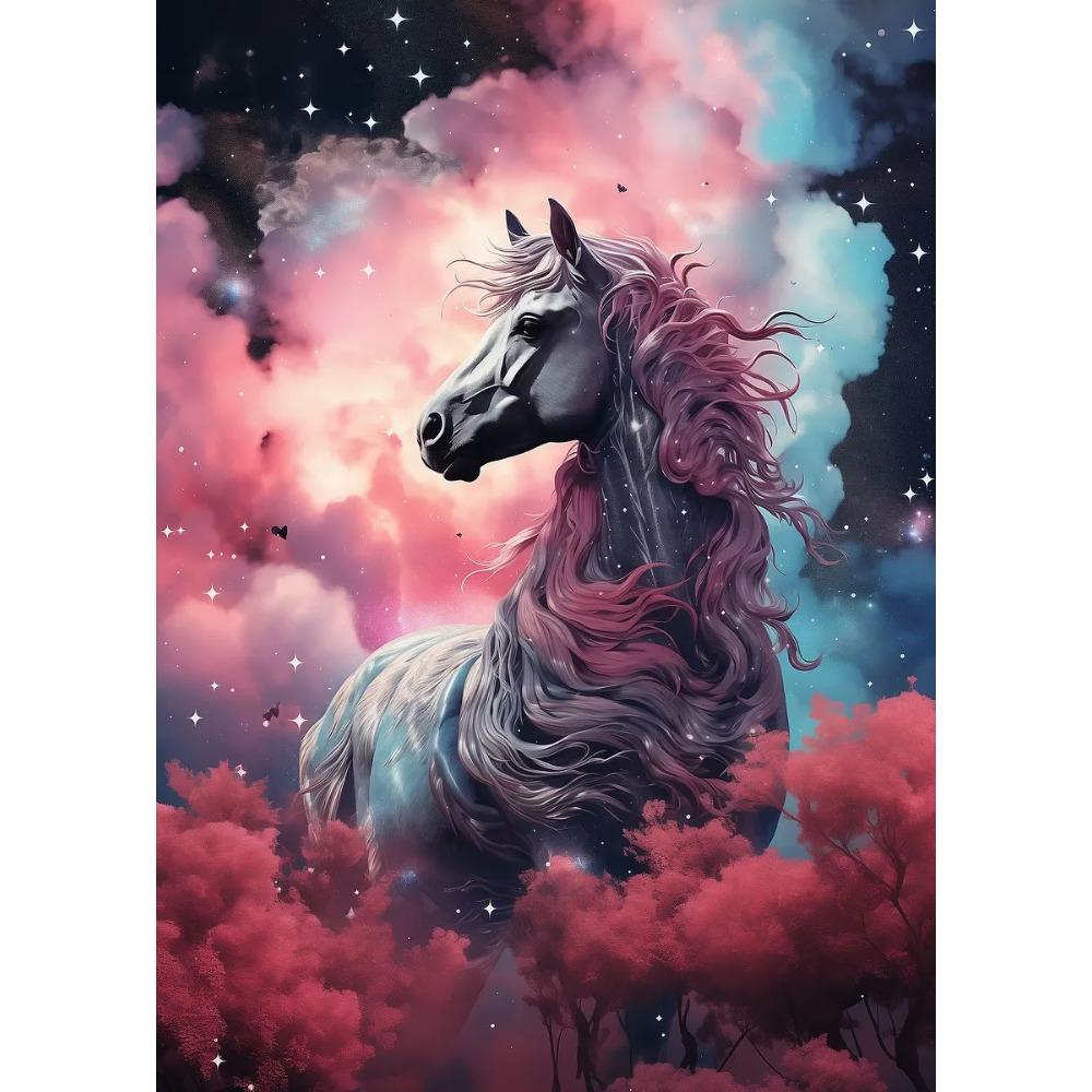 Mistero Colorato Creatività Cavallo Poster Nuvola Cosmica Stampe Moderne Pittura su Tela Arte da Parete Immagini Decorazioni Soggiorno Casa