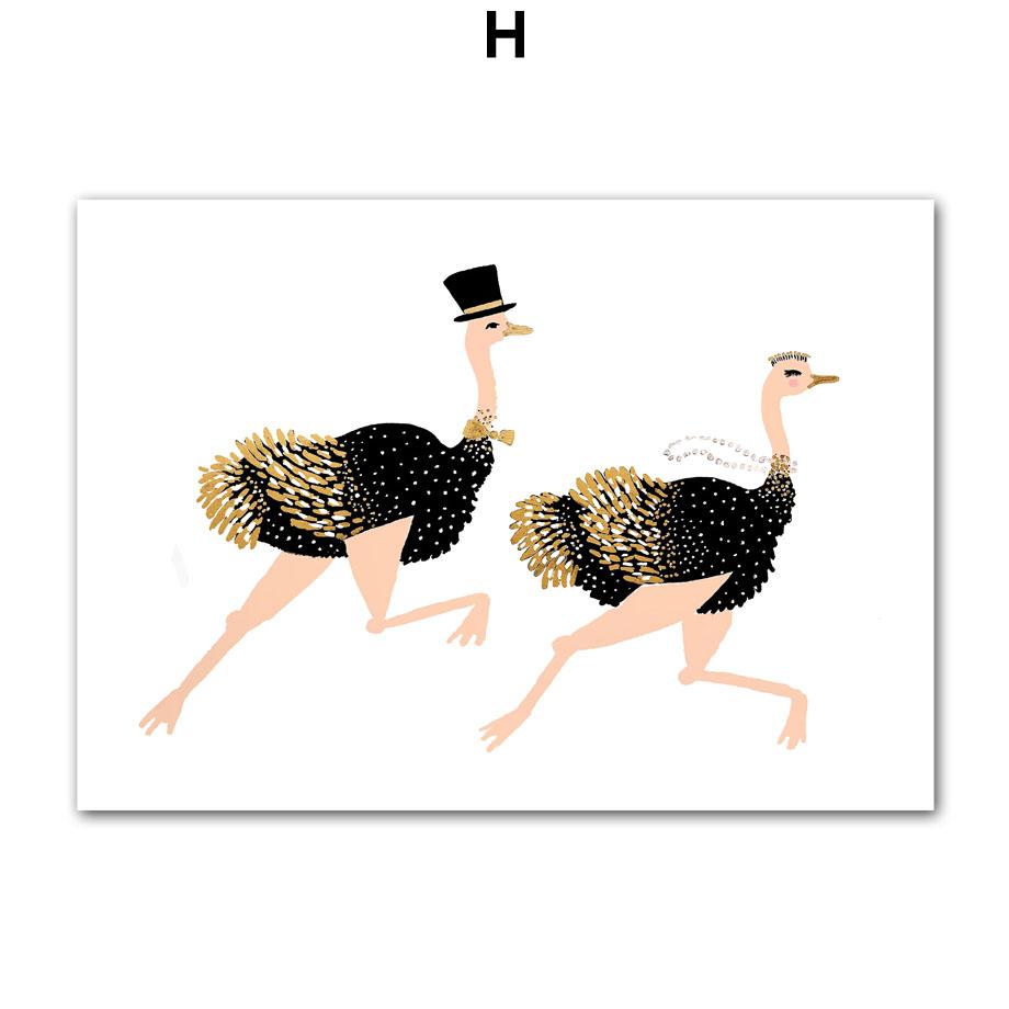 Leopard Bear Fox Rabbit Swan Nursery Nordic Poster Print Abstract  Animal Wall Art Canvas Painting Pictures Baby Kids Room Decor