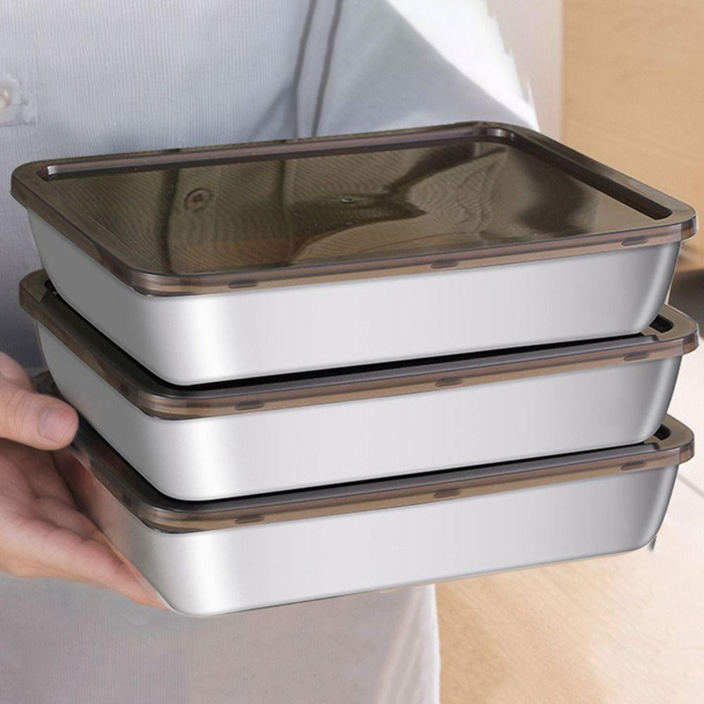 Rectangular Fresh-Keeping Packaging Box Stainless Steel Kitchen Organizer  for Home
