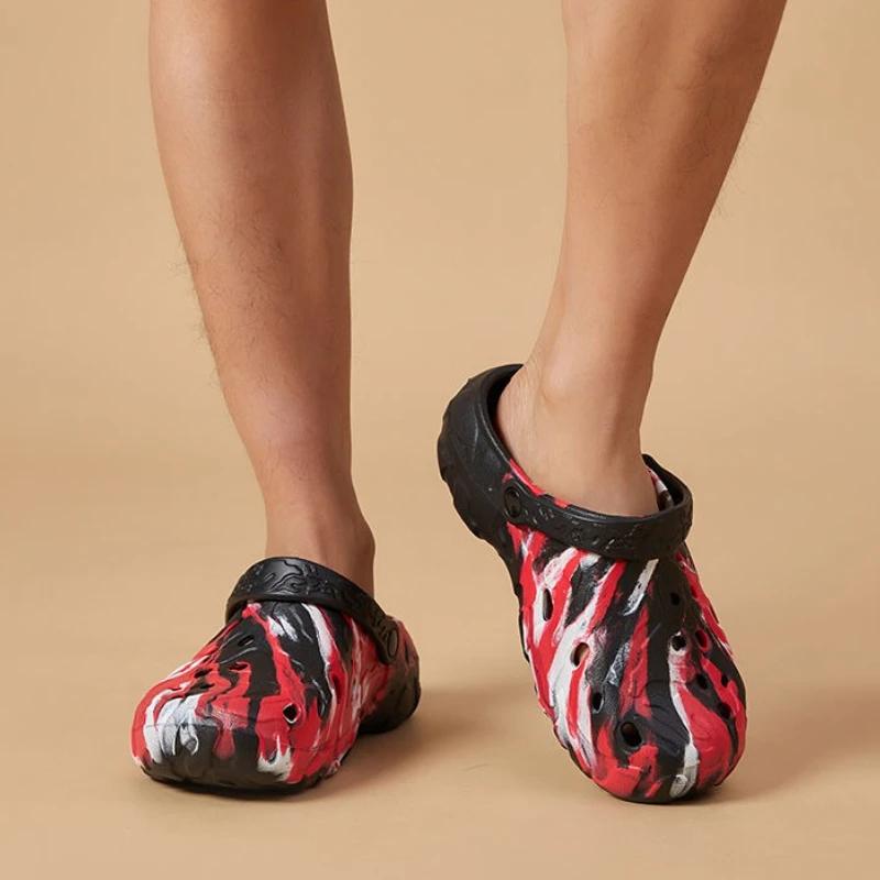 Camouflage Sandals Man Travel Shoes Beach Anti-slip Sabot Soft Pvc Trend 2025 Clappers Elegant Y2k Fun Slippers for Men