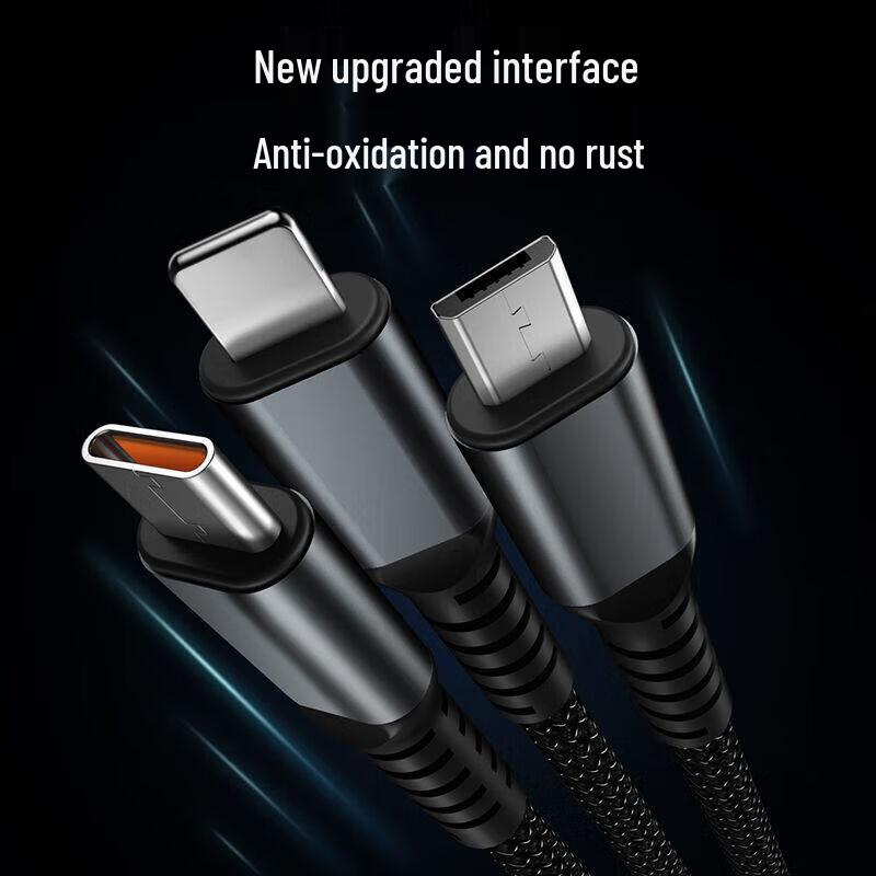Braided 3-in-1 Fast Charging Cable for Apple, Huawei, Type-C, and Android Devices