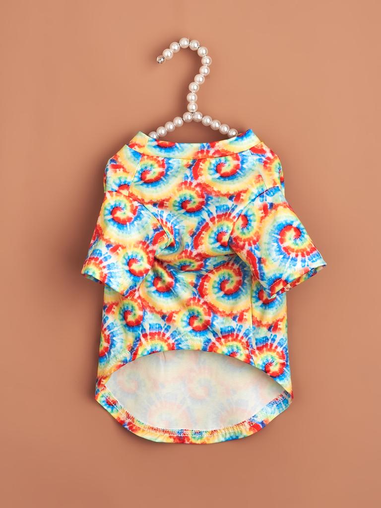 Haustierkleidung Hunde-T-Shirt mit bunt bedruckter Kleidung für Welpenhund Katze Coole Bekleidung Kostüm Yorkie Chihuahua