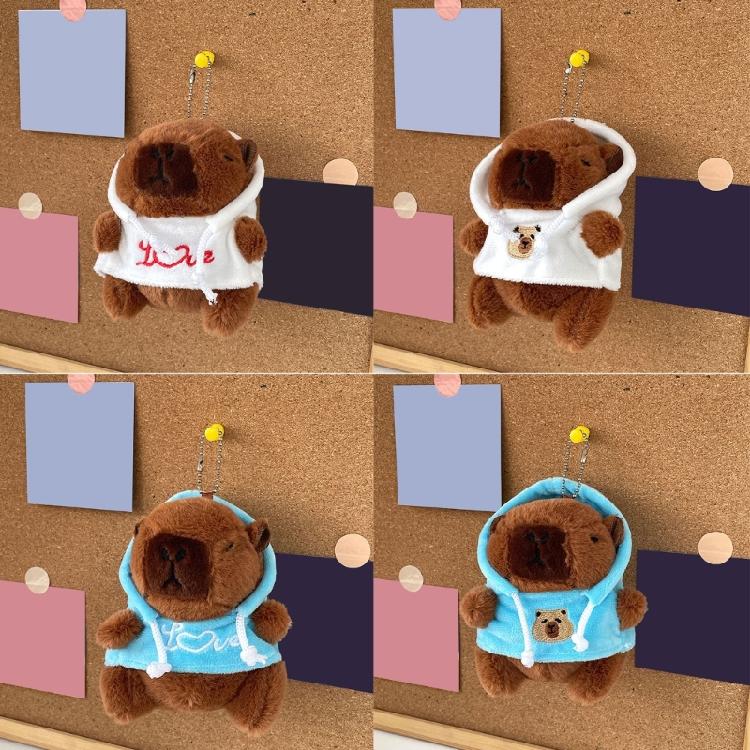 Lovely Hangings Decorations Sweet Plush Hoodies Capybara Keychain Pendant Keyring Decoration Bag Hangings Ornament