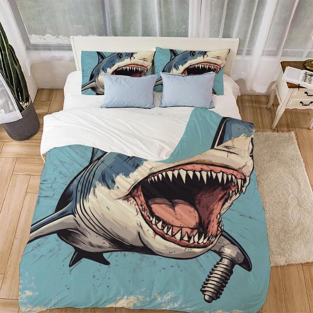 Comforter Shark Painting S High End Bedding With Pillows Home Decorqueen Size Suitable Children Kids And Adults