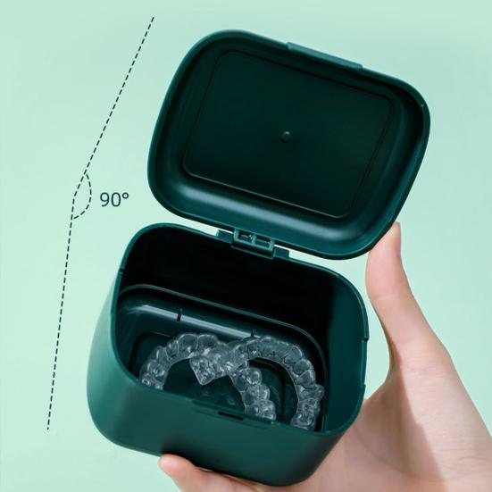 Almacenamiento de tirantes compacto multiusos tapa con hebilla caja de baño para dentadura retenedor de taza caja de limpieza ortodoncia