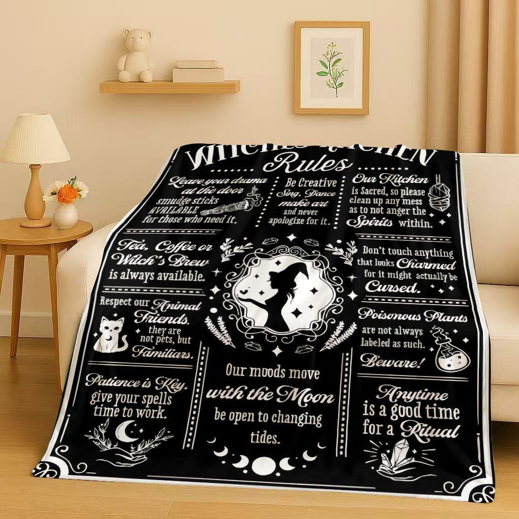 Retro Witch Spirit Ouija Board Art Flannel Blanket,Ultra Soft Warm Plush Throw for Home Bedroom Bed Sofa Cover Kids Gift Picnic