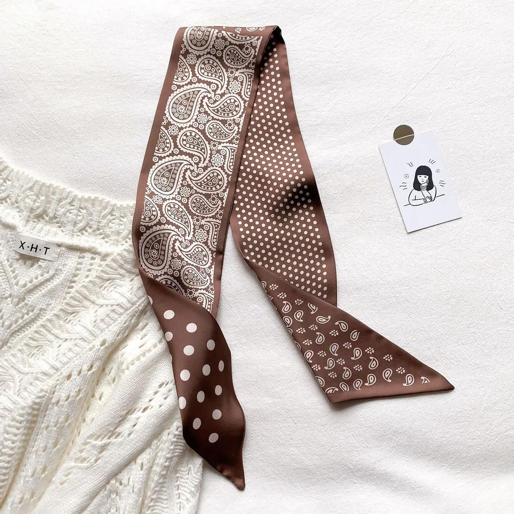 Fashion Print Hair Ribbon Scarf Women Neck Tie Bag Scarfs Satin Silk Skinny Headscarves Ladies Foulard Floral Bands 2026 New