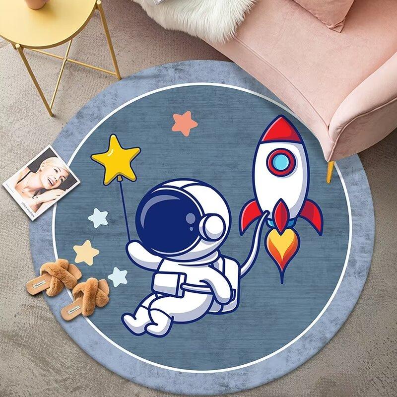 Modernes Kinderzimmer Runder Teppich Cartoon Astronauten Dekor Teppiche Junge Kinderzimmer Nachttischteppich Wohnzimmer Sofa Stuhl Bodenmatte