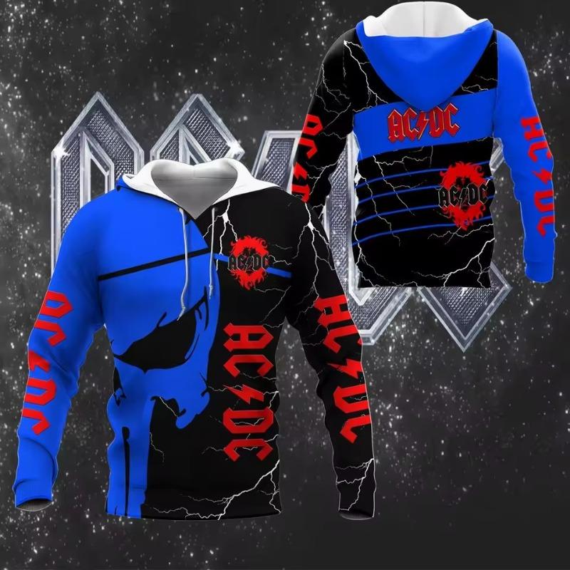 Spring and Autumn Popular Retro Men's Hoodies 3D Printing Fashion Rock Men's Casual Fashion Sweatshirts Tops