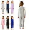 Mono Adaptativo Unisex para Niños con Necesidades Especiales, Bloque de Color, Cuello Redondo, Manga Larga, Espalda Anti-Tirones, Cremallera Trasera Invisible, Body para el Cuidado Diario
