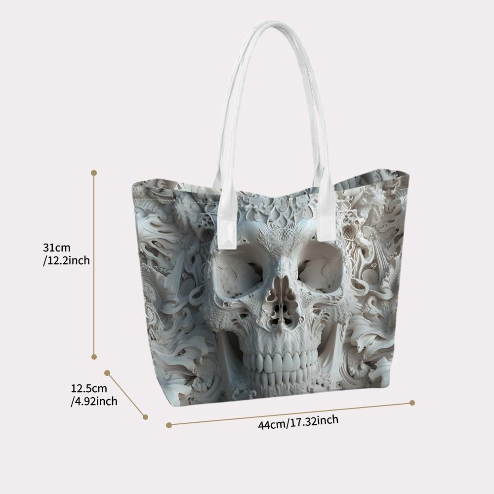 Gothic Skull Pattern Tote Bag Fashion Daily Carry Shoulder Bag Lightweight Casual Handbag