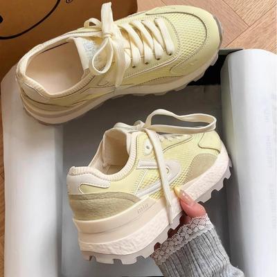 Dicksöliges Innenhöhenwachstum Damen neue Sommer Mesh atmungsaktiv Sport und Freizeit Höhenwachstum Dad-Schuhe