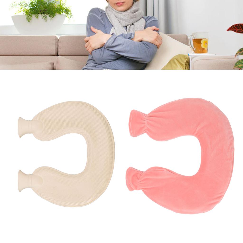1L Hot Water Bottle U Shaped Hot Water Bag for Winter Neck Shoulder Warm with Soft Cover