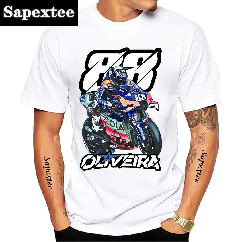Ny sommar herr kortärmad 2025 Miguel Oliveira 88 Rider T-shirt Moto Sport Pojke Casual T-shirts Motorcykelåkning Vita Toppar