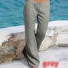 Pantaloni Larghi Casual da Donna in Lino con Design Liscio e Versatile Stile Estivo