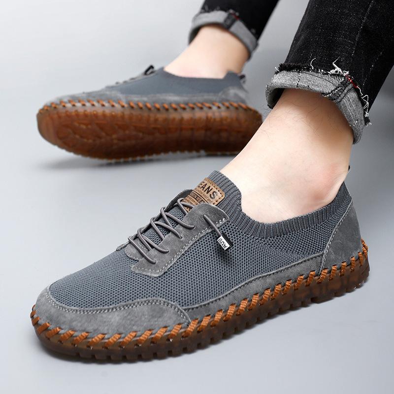 Beef Tendon Sole Men's Shoes Summer 2025 New Breathable Hollow Men's Leather Shoes Thin Leather Soft Sole Mesh Casual Shoes Tide