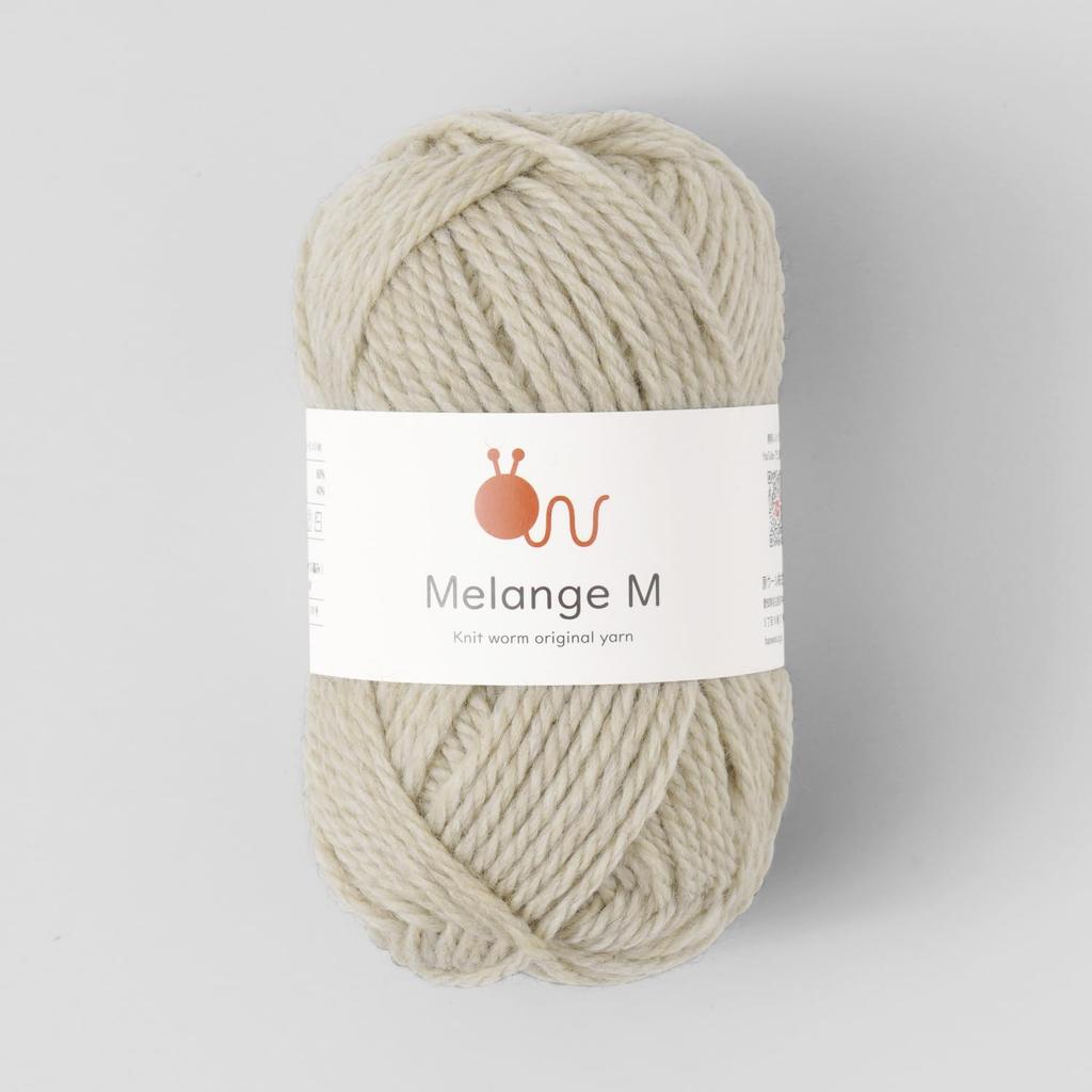 Knitworm Wool Melange M Acrylic Yarn, 10-Ball Set, (Medium Weight), 60% Wool, 40% (7. Ecru)
