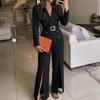 New Women's Autumn-winter Elegant Business Casual Outfit with High Waist and Belt Slit One-piece Pants