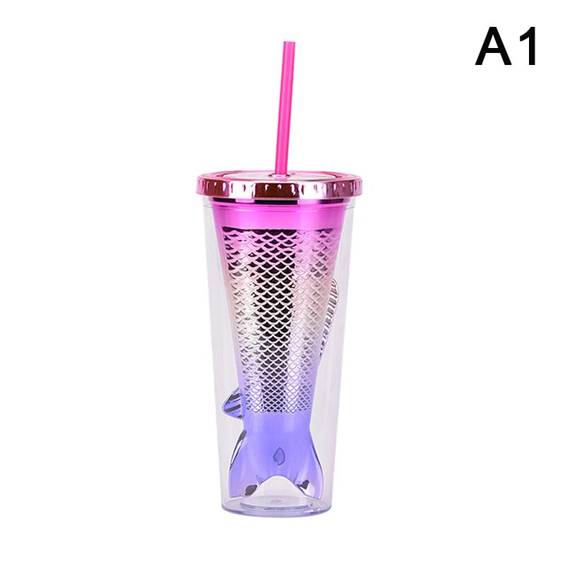 Electroplated Gradient Color 350ml 12oz Glitter Plastic Mermaid Tumbler Cup Merman Tumbler Cup Fishtail Fish Tail Tumbler Cup