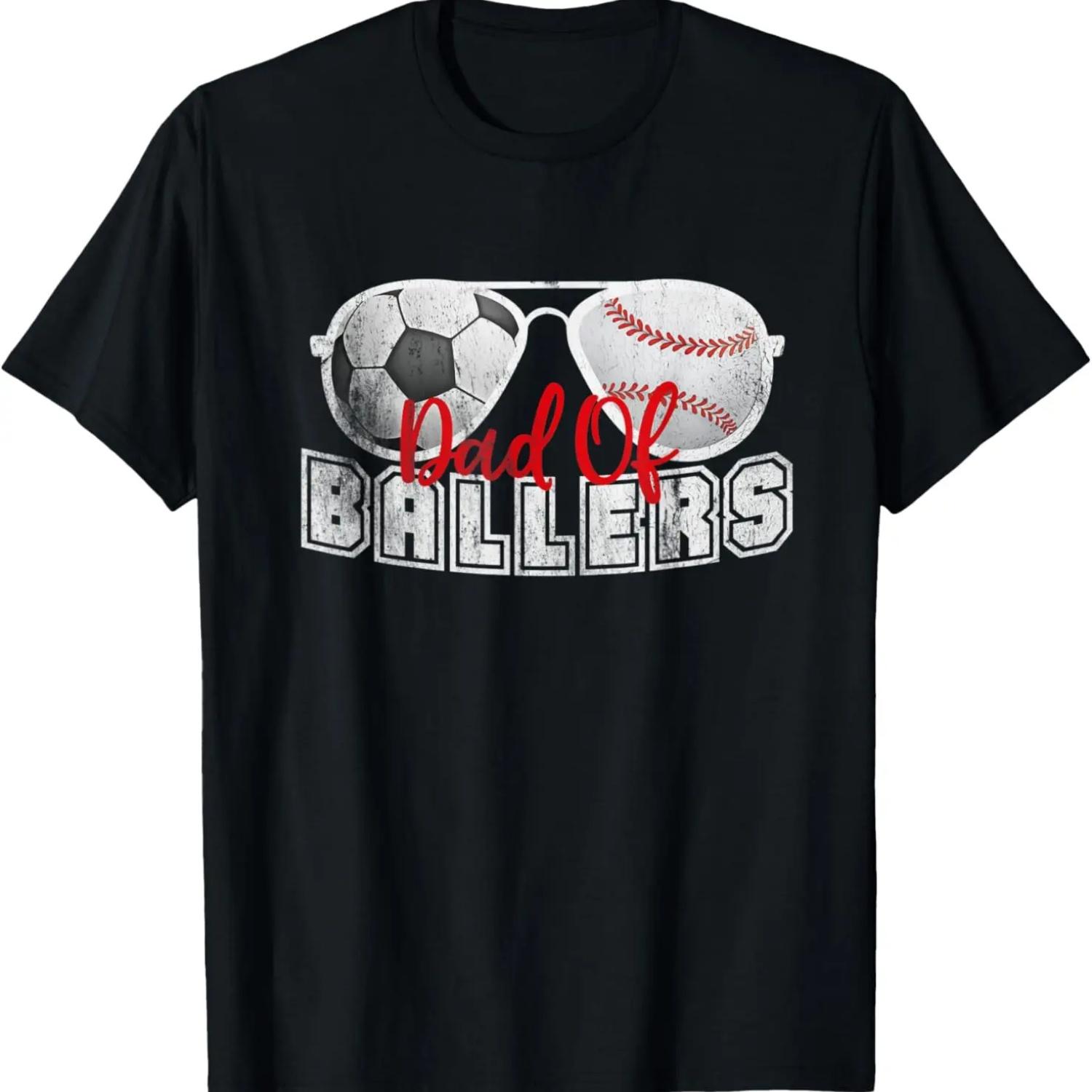 

Mens Dad of Ballers Baseball Soccer ball Fathers Day Son Kids T-Shirt S