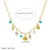 316L Stainless Steel Blue Crystal Shell Conch Pearl Pendant Necklace Women Fresh Ocean Style Neck Chain Jewelry Gifts