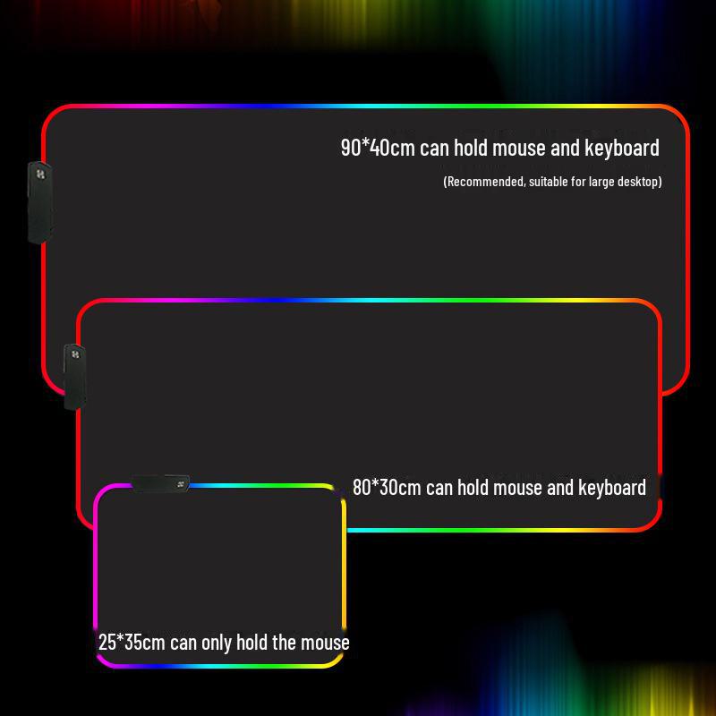 Tappetino per Mouse da Gioco Luminoso a LED RGB con Bordo Bloccato - Tappetino Oversize per E-Sports e Uso Ufficio