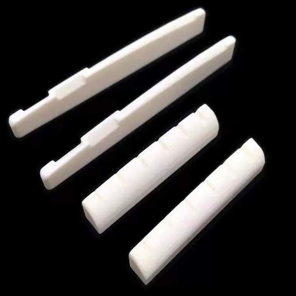 HUIKKJP Części zamienne do mostka i siodełka gitary akustycznej, wykonane z prawdziwej kości, 2 zestawy po 4 sztuki