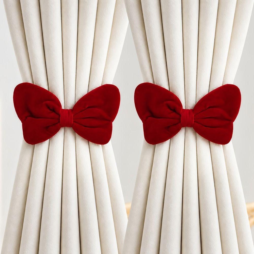 2Pcs Velvet Velvet Bow Curtain Tiebacks Creative Curtain Holders Curtain Strap Curtain Decor