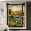 Window View Beach Tapestry Tropical Ocean Wall Hanging for Bedroom Living Room Dorm Vacation Aesthetic Home Decor