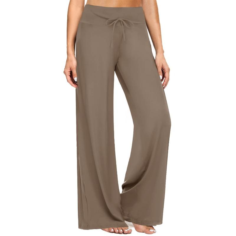 Skinny High-waisted Fitness Wide-leg Pants Zero-feeling Waist Drawstring Wide-leg Pants Fitness Sports Casual Trousers Women